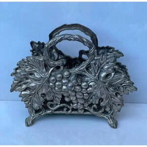 Vintage Godinger Silver Plated Footage Embossed Grape Vine Napkin Letter Holder